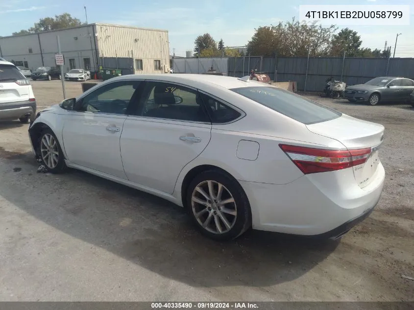 2013 Toyota Avalon Limited VIN: 4T1BK1EB2DU058799 Lot: 40335490