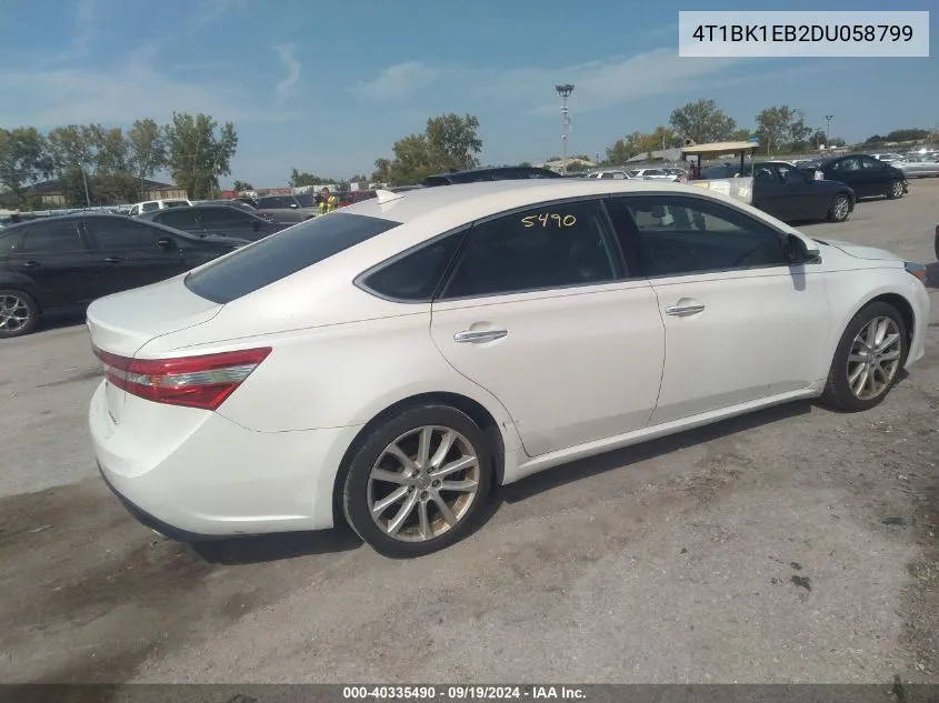 2013 Toyota Avalon Limited VIN: 4T1BK1EB2DU058799 Lot: 40335490