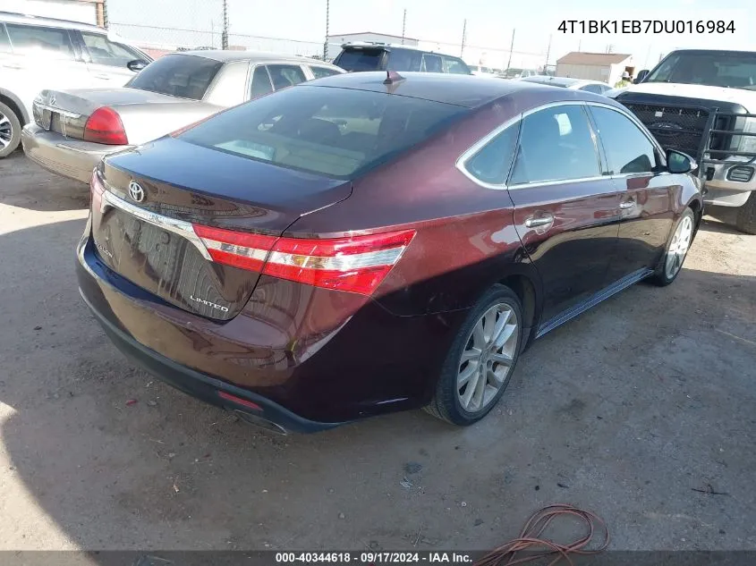 2013 Toyota Avalon Limited VIN: 4T1BK1EB7DU016984 Lot: 40344618