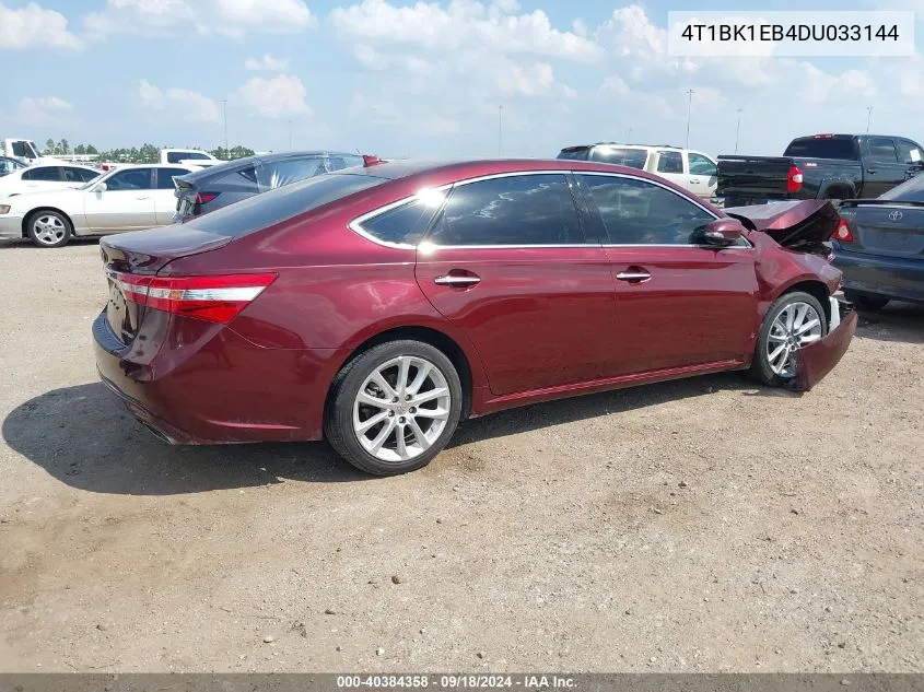 2013 Toyota Avalon Limited/Xle/Xle Premium/Xle Touring VIN: 4T1BK1EB4DU033144 Lot: 40384358