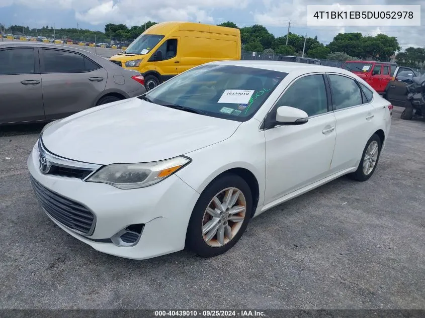 2013 Toyota Avalon Xle VIN: 4T1BK1EB5DU052978 Lot: 40439010