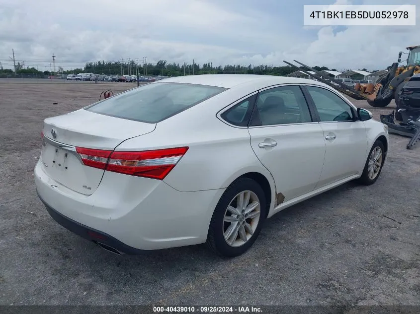 2013 Toyota Avalon Xle VIN: 4T1BK1EB5DU052978 Lot: 40439010