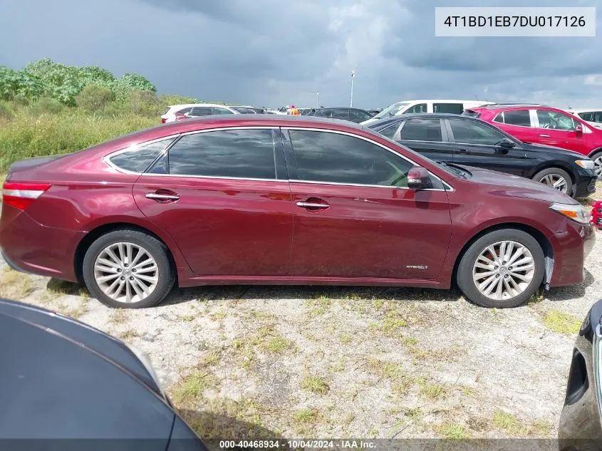 2013 Toyota Avalon Hybrid Limited VIN: 4T1BD1EB7DU017126 Lot: 40468934