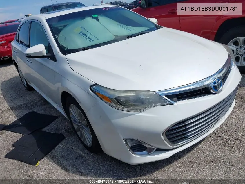 2013 Toyota Avalon Hybrid Xle Premium VIN: 4T1BD1EB3DU001781 Lot: 40475972