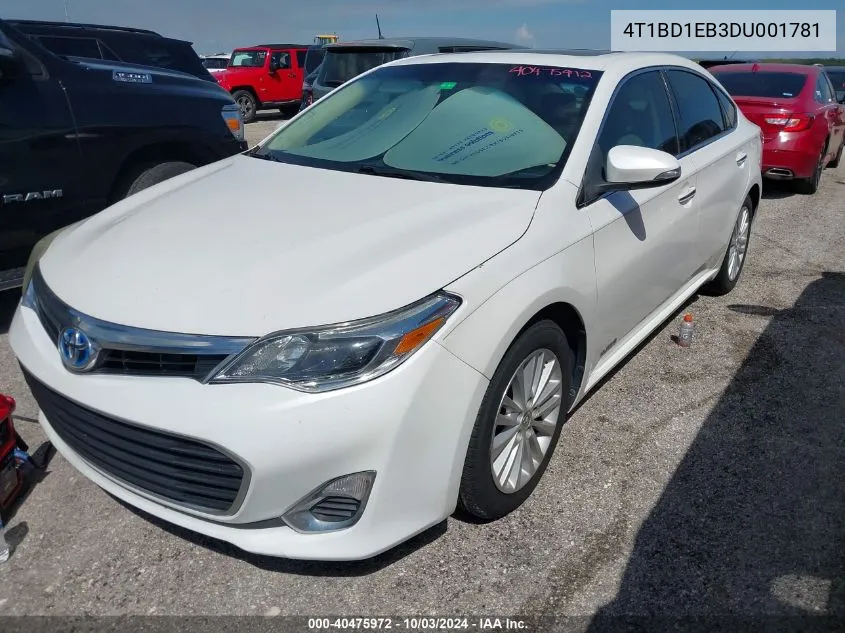 4T1BD1EB3DU001781 2013 Toyota Avalon Hybrid Xle Premium