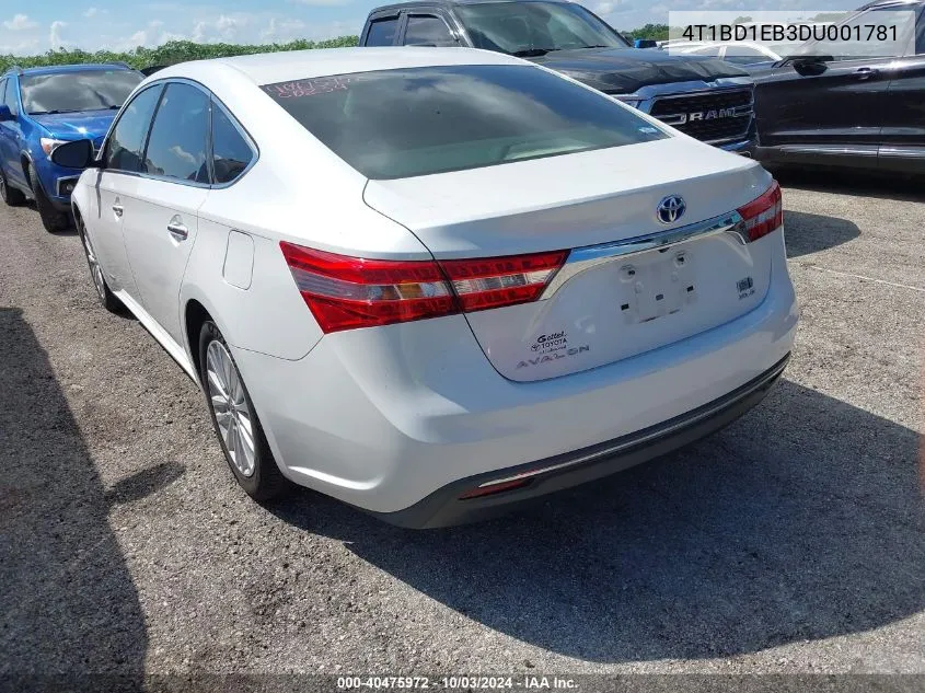 2013 Toyota Avalon Hybrid Xle Premium VIN: 4T1BD1EB3DU001781 Lot: 40475972