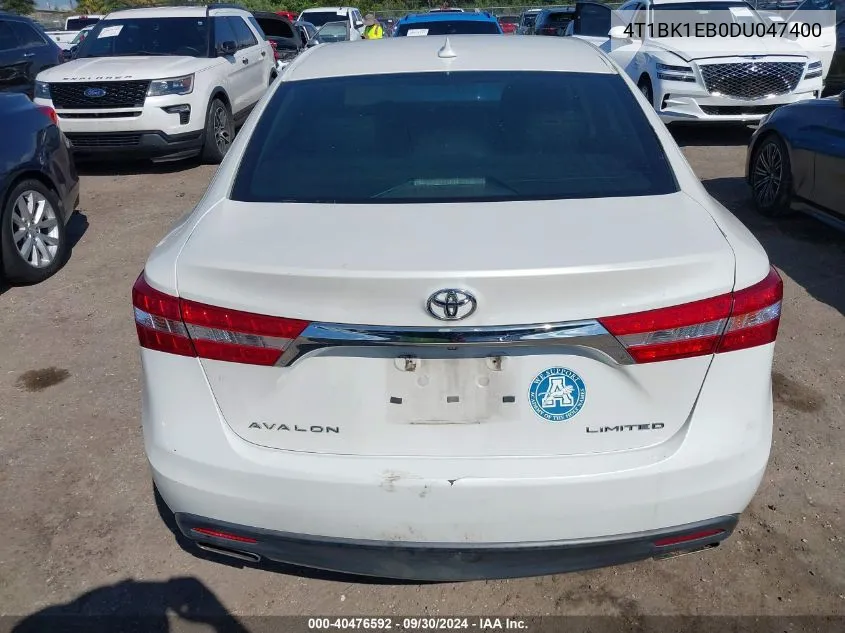 4T1BK1EB0DU047400 2013 Toyota Avalon Limited