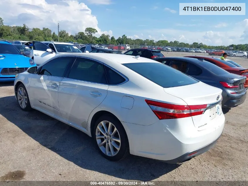 2013 Toyota Avalon Limited VIN: 4T1BK1EB0DU047400 Lot: 40476592