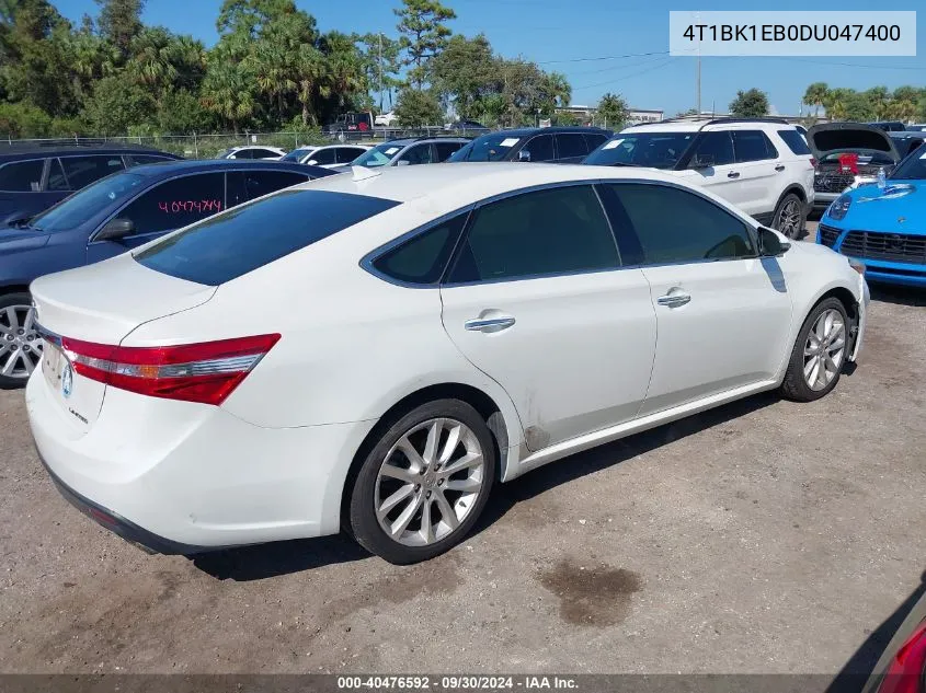 2013 Toyota Avalon Premium/Touring/Limited VIN: 4T1BK1EB0DU047400 Lot: 40476592