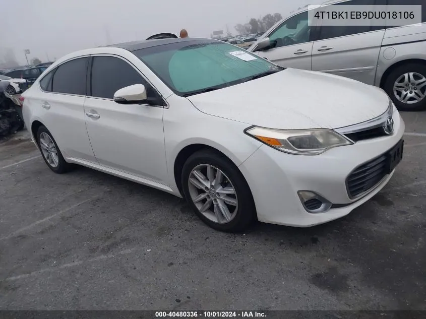 2013 Toyota Avalon Xle Premium VIN: 4T1BK1EB9DU018106 Lot: 40480336