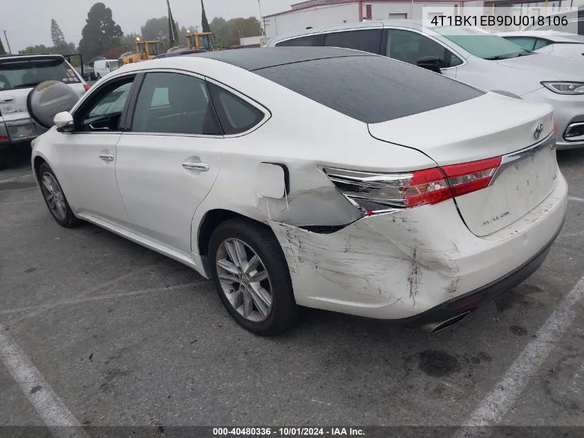 2013 Toyota Avalon Xle Premium VIN: 4T1BK1EB9DU018106 Lot: 40480336