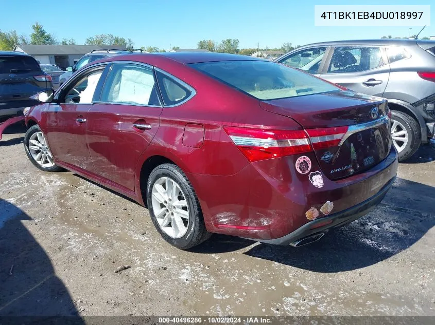 2013 Toyota Avalon Xle Premium VIN: 4T1BK1EB4DU018997 Lot: 40496286