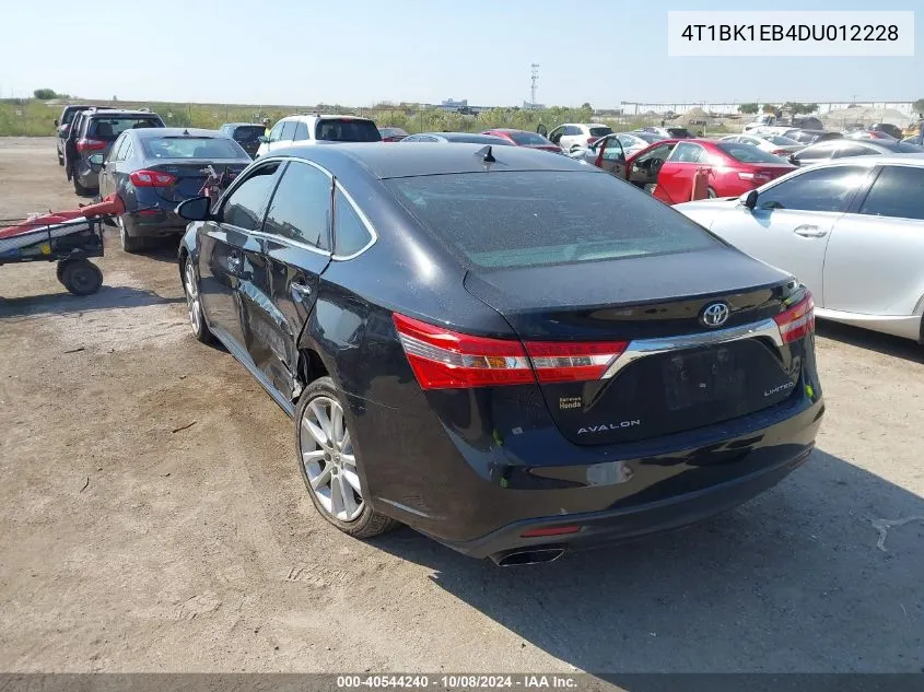 2013 Toyota Avalon Premium/Touring/Limited VIN: 4T1BK1EB4DU012228 Lot: 40544240