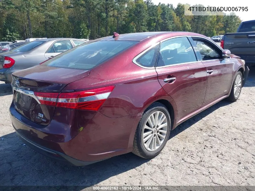 2013 Toyota Avalon Hybrid Limited VIN: 4T1BD1EB6DU006795 Lot: 40602163