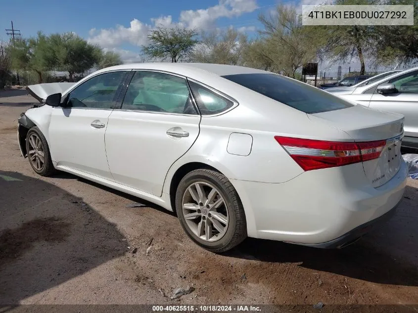 2013 Toyota Avalon Xle VIN: 4T1BK1EB0DU027292 Lot: 40625515