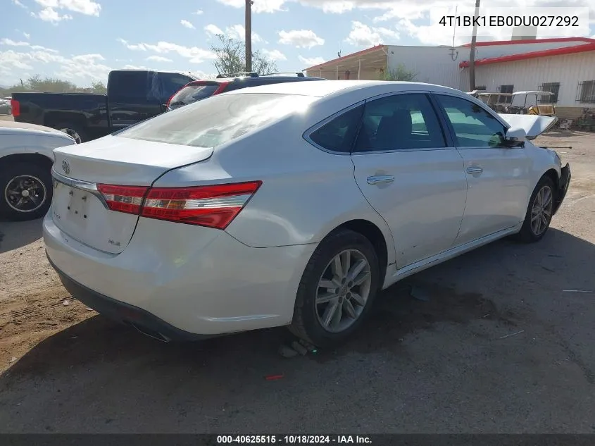 2013 Toyota Avalon Xle VIN: 4T1BK1EB0DU027292 Lot: 40625515