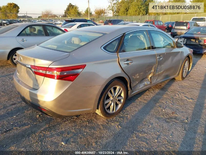 2013 Toyota Avalon Xle Premium VIN: 4T1BK1EB5DU058876 Lot: 40635657