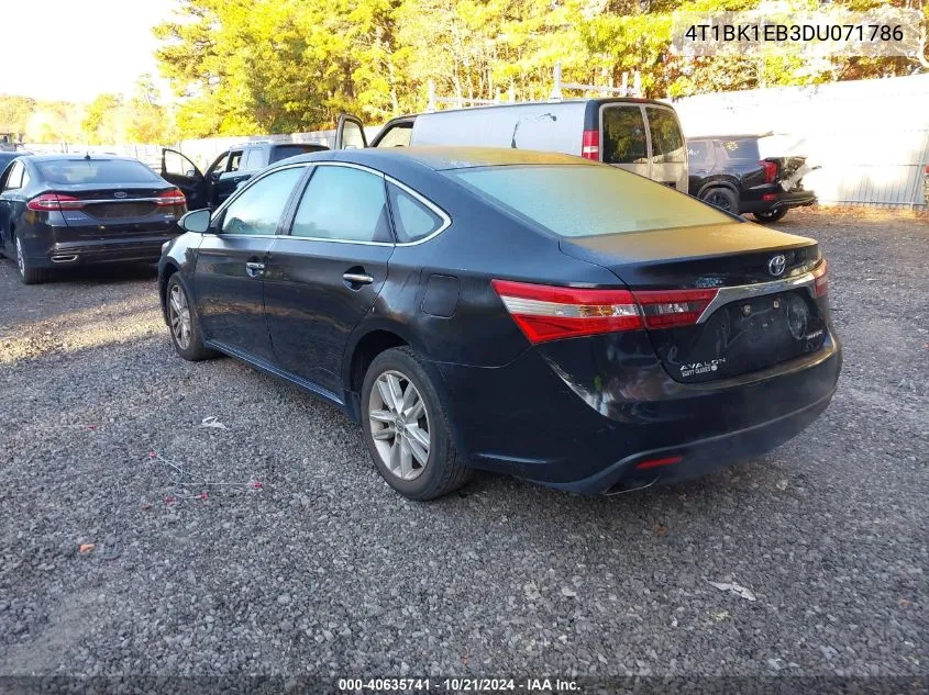 2013 Toyota Avalon Xle VIN: 4T1BK1EB3DU071786 Lot: 40635741