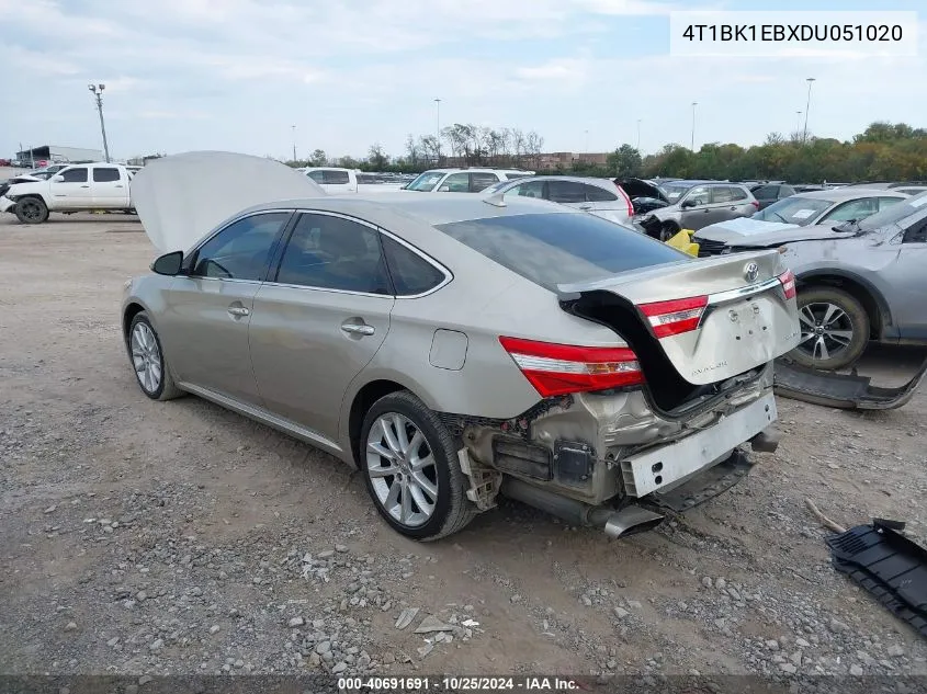 2013 Toyota Avalon Limited VIN: 4T1BK1EBXDU051020 Lot: 40691691