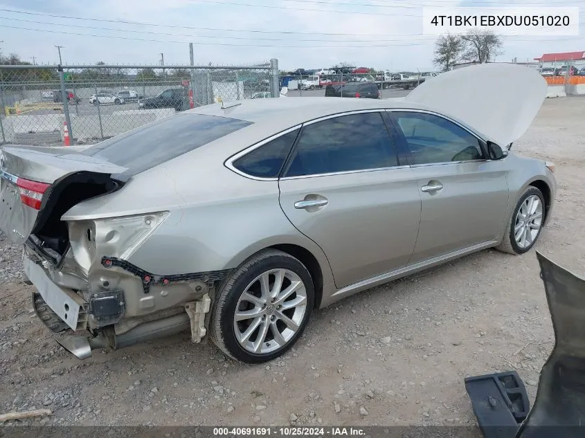 2013 Toyota Avalon Limited VIN: 4T1BK1EBXDU051020 Lot: 40691691