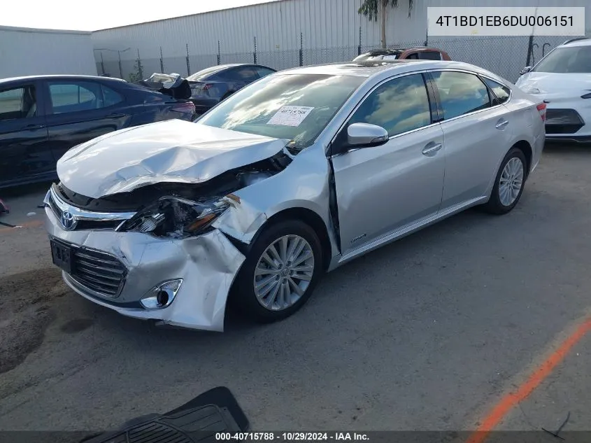 4T1BD1EB6DU006151 2013 Toyota Avalon Hybrid Xle Touring