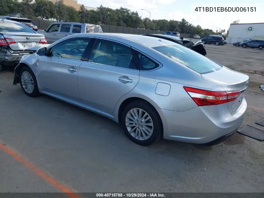 4T1BD1EB6DU006151 2013 Toyota Avalon Hybrid Xle Touring