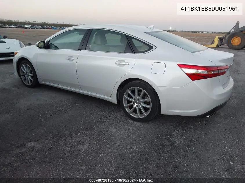 2013 Toyota Avalon Limited VIN: 4T1BK1EB5DU051961 Lot: 40726190