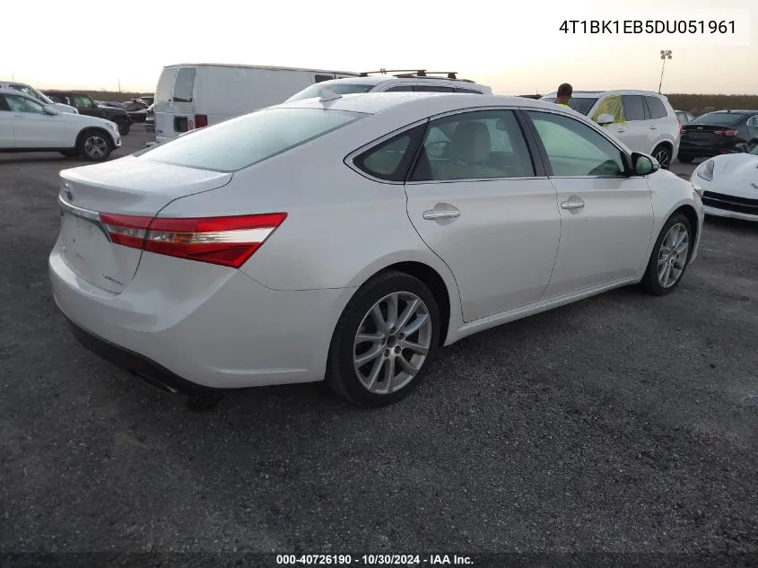 2013 Toyota Avalon Limited VIN: 4T1BK1EB5DU051961 Lot: 40726190