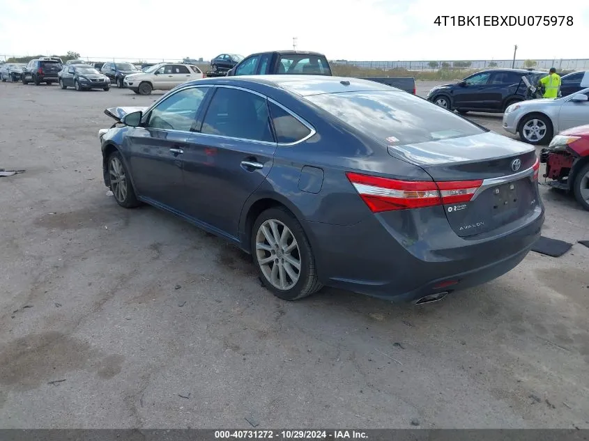 2013 Toyota Avalon Xle Touring VIN: 4T1BK1EBXDU075978 Lot: 40731272