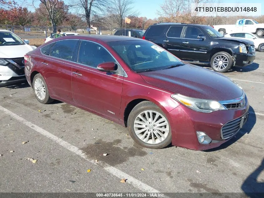 2013 Toyota Avalon Hybrid Limited VIN: 4T1BD1EB8DU014848 Lot: 40738645