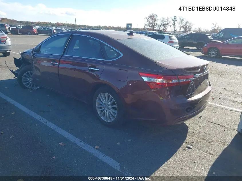 2013 Toyota Avalon Hybrid Limited VIN: 4T1BD1EB8DU014848 Lot: 40738645