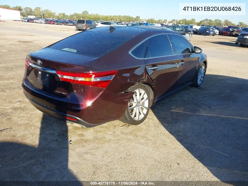 2013 Toyota Avalon Limited VIN: 4T1BK1EB2DU068426 Lot: 40776778