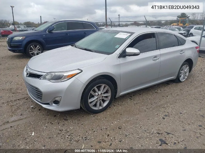 2013 Toyota Avalon Xle VIN: 4T1BK1EB2DU049343 Lot: 40779356