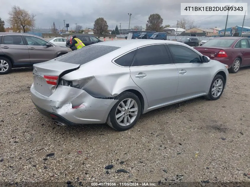 2013 Toyota Avalon Xle VIN: 4T1BK1EB2DU049343 Lot: 40779356