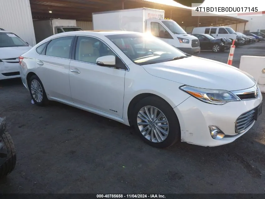 2013 Toyota Avalon Hybrid Xle Touring VIN: 4T1BD1EB0DU017145 Lot: 40785658