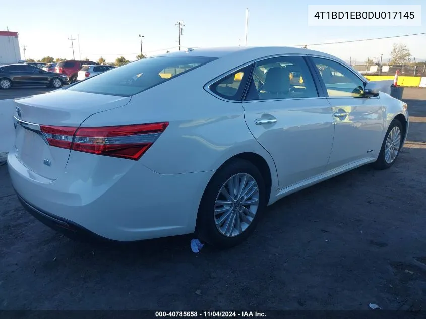 2013 Toyota Avalon Hybrid Xle Touring VIN: 4T1BD1EB0DU017145 Lot: 40785658