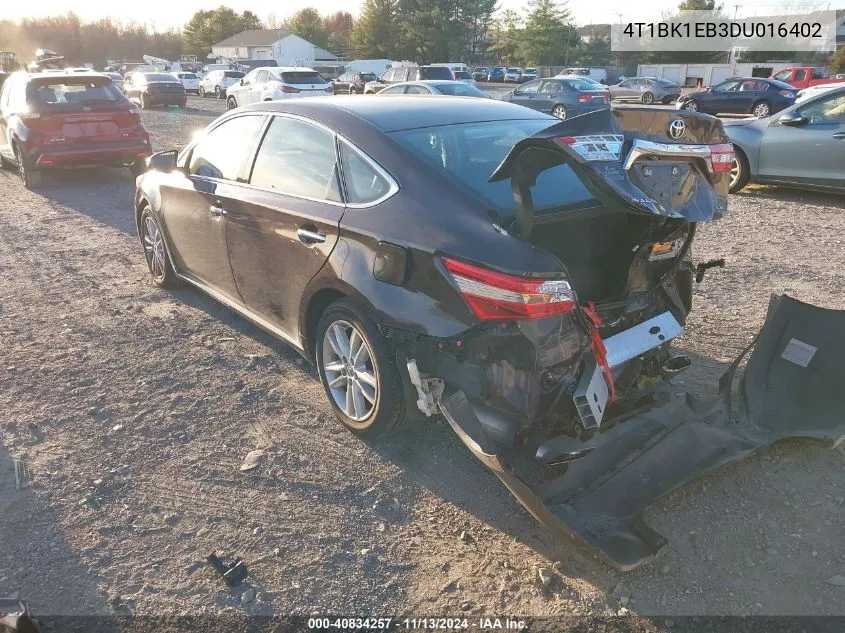 2013 Toyota Avalon Xle VIN: 4T1BK1EB3DU016402 Lot: 40834257