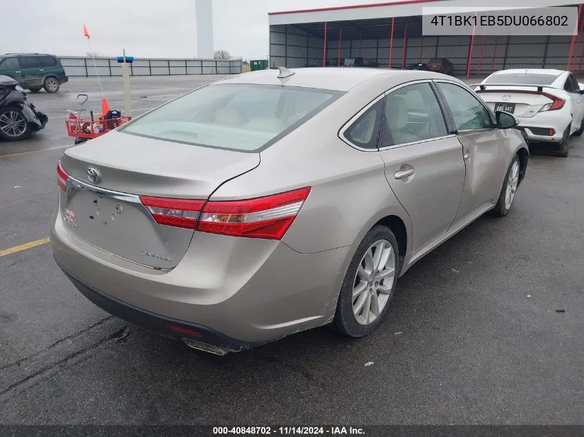 2013 Toyota Avalon Limited VIN: 4T1BK1EB5DU066802 Lot: 40848702