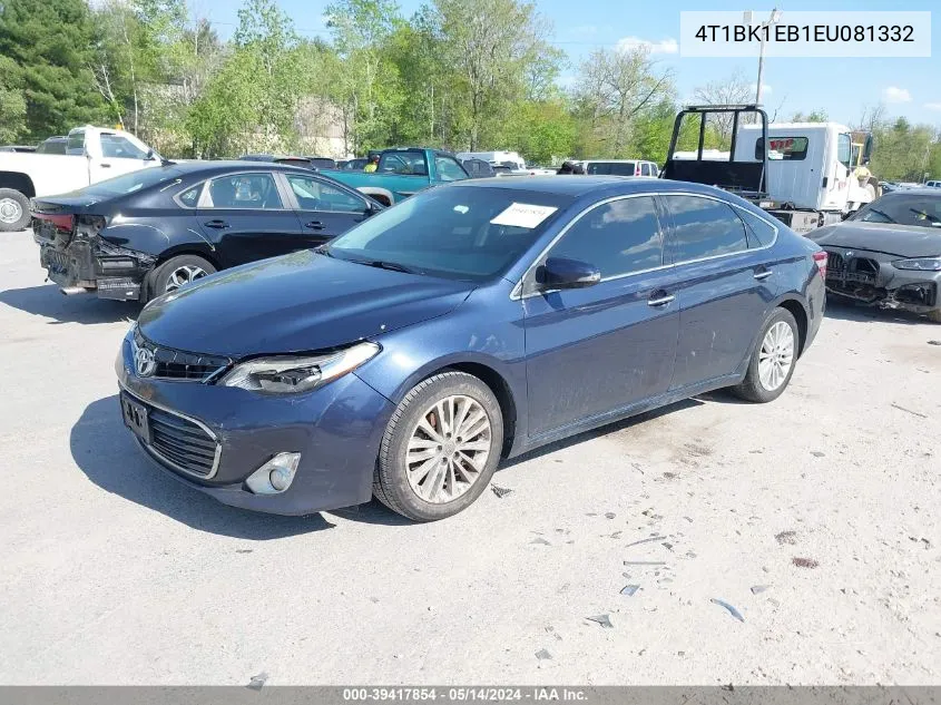 2014 Toyota Avalon Xle Touring VIN: 4T1BK1EB1EU081332 Lot: 39417854