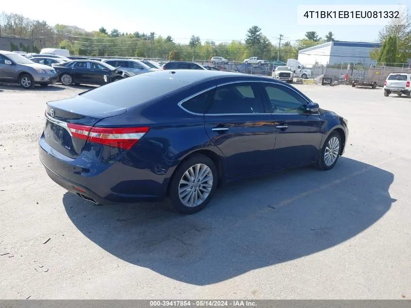 2014 Toyota Avalon Xle Touring VIN: 4T1BK1EB1EU081332 Lot: 39417854