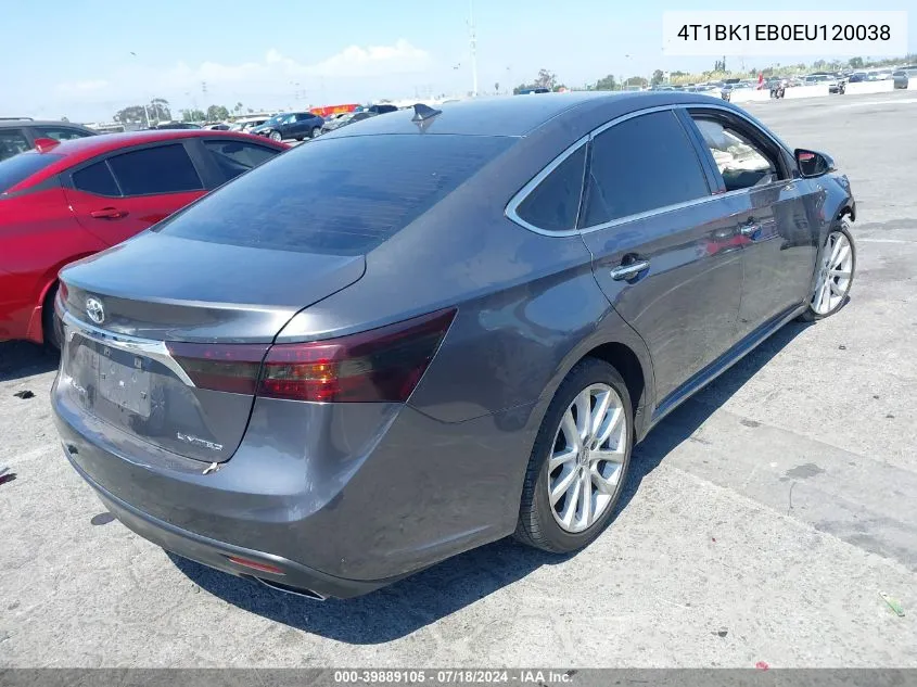 4T1BK1EB0EU120038 2014 Toyota Avalon Limited