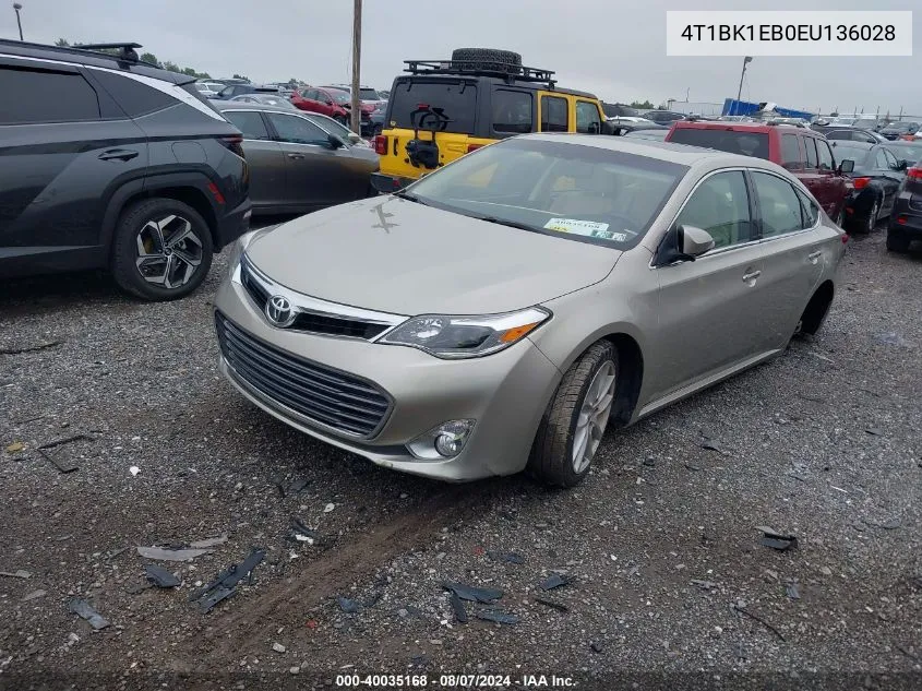 4T1BK1EB0EU136028 2014 Toyota Avalon Limited