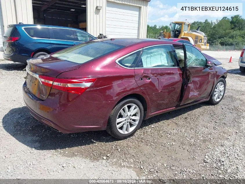 2014 Toyota Avalon Xle Premium VIN: 4T1BK1EBXEU124615 Lot: 40064673