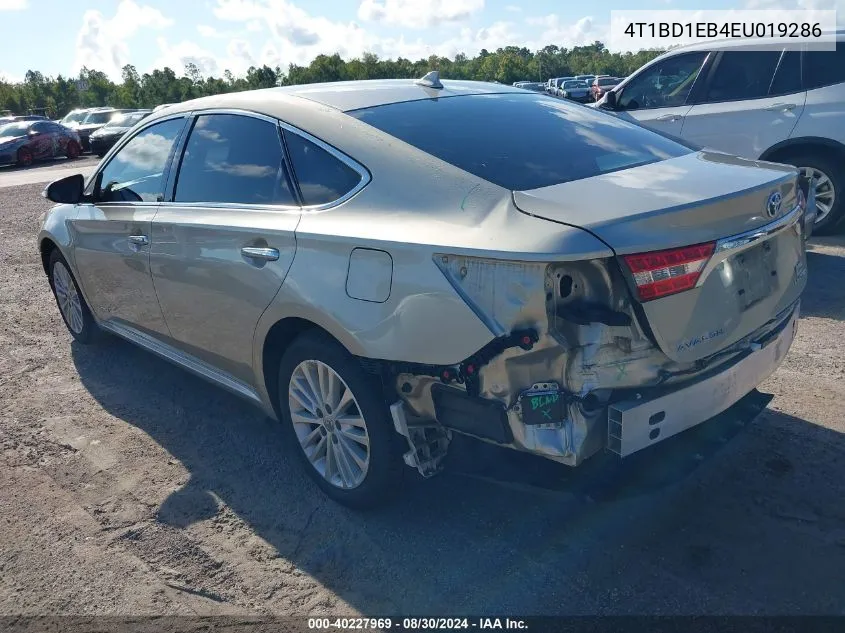 2014 Toyota Avalon Hybrid Limited VIN: 4T1BD1EB4EU019286 Lot: 40227969