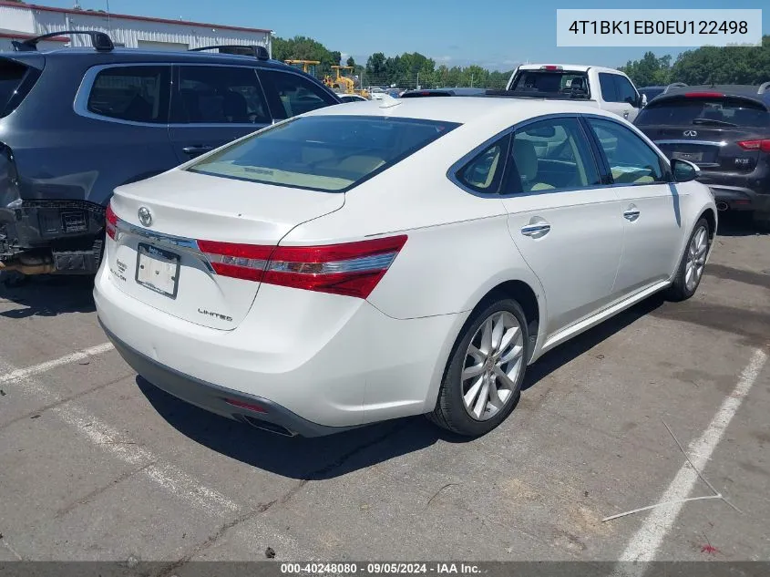 2014 Toyota Avalon Limited VIN: 4T1BK1EB0EU122498 Lot: 40248080