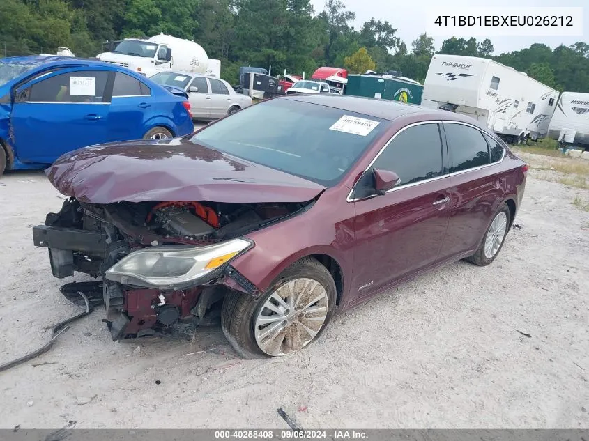 2014 Toyota Avalon Hybrid/Prem/Tour/Ltd VIN: 4T1BD1EBXEU026212 Lot: 40258408