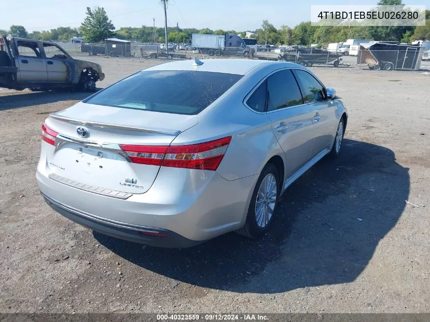 2014 Toyota Avalon Hybrid Limited VIN: 4T1BD1EB5EU026280 Lot: 40323559