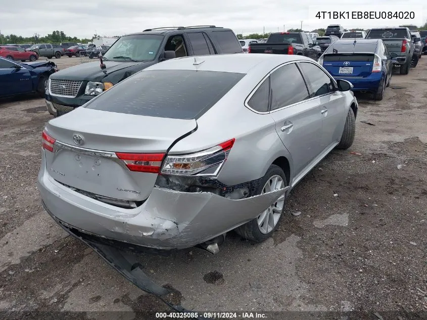 2014 Toyota Avalon Premium/Touring/Limited VIN: 4T1BK1EB8EU084020 Lot: 40325085