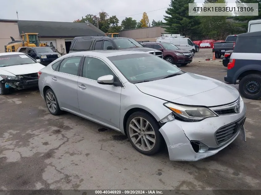 2014 Toyota Avalon Xle Touring VIN: 4T1BK1EB3EU118106 Lot: 40346920