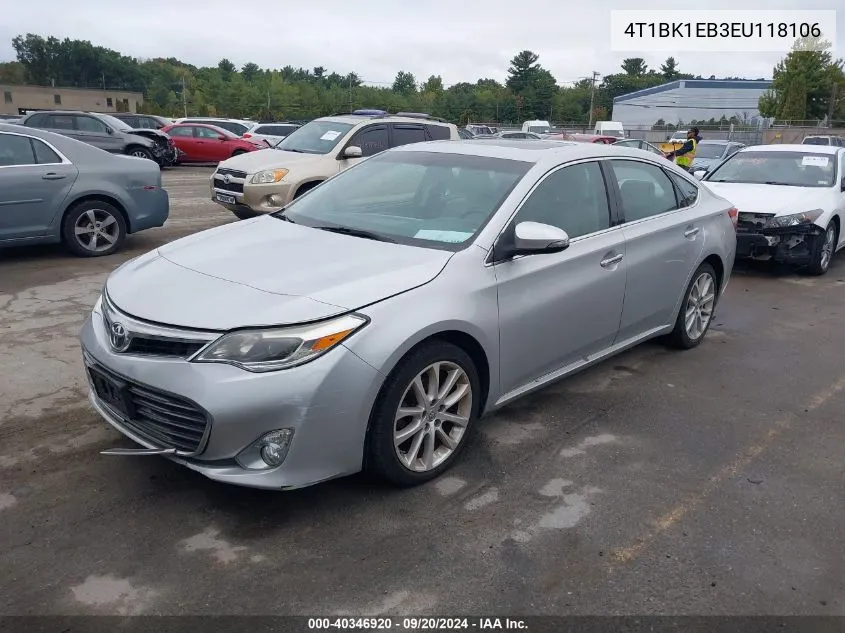 2014 Toyota Avalon Xle Touring VIN: 4T1BK1EB3EU118106 Lot: 40346920